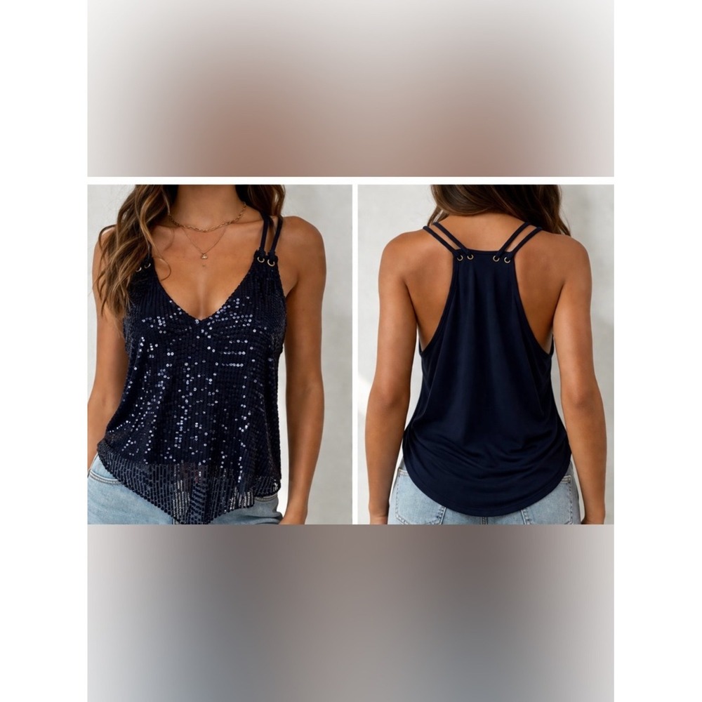Lavish Sequin top S Y2K Party Glam Coquette Sheer Festival